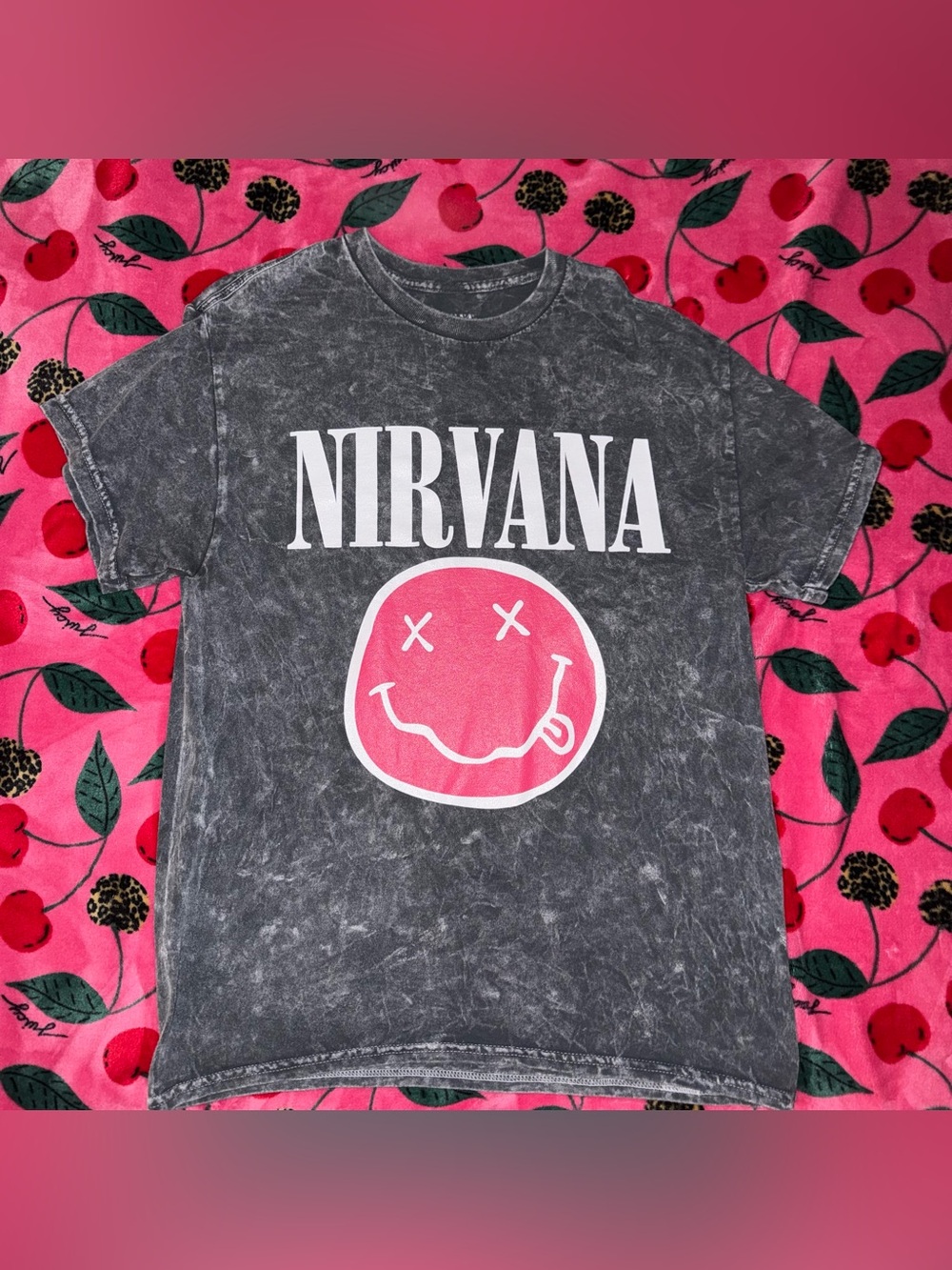 Nirvana Live ’93 Smiley Acid Wash Tour T-Shirt Size Medium Preowned